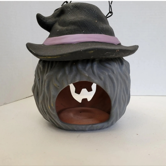 Vtg Halloween 3D Witch Hanging Lantern Ceramic New Debco Tea Light Candle - Picture 5 of 9